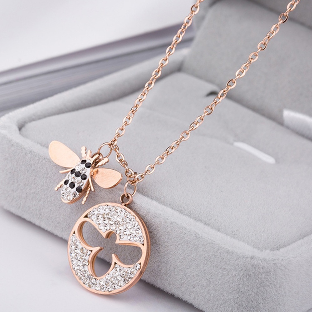 Cubic Zirconia & 18k Rose Gold-Plated Bee Pendant